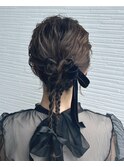 ヘアセット/ヘアアレンジ/結婚式/ふんわり/リボンアレンジ/佐賀