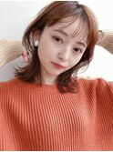 シースルーバング*くびれヘア*ミディアムヘア*30代40代50代*丸顔