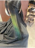 グラデーショングリーンインナーカラー