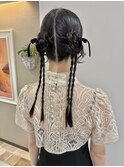 タイトツイン/編みおろし/結婚式ヘア/お呼ばれヘア