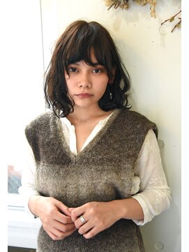 ユノ(juno) 【juno】ミディアムボブ★ツヤ色ナチュラルウェーブ スタイル