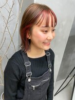 テトヘアー(teto hair) インナーカラー オレンジピンクボブフェイスフレーミングカラー