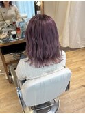 切りっぱなしボブ　ピンクラベンダー　ケアブリーチ2回横浜★