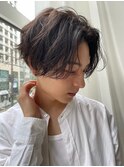 メンズカットニュアンスカルマパーマツーブロックセンターパート