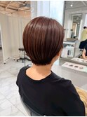 大人女性の艶髪ショートヘア レッドブラウン/髪質再整