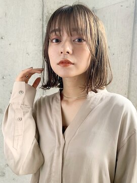 エムクランメイクス 原宿 表参道(m.clan MAKE'S) 切りっぱなしボブエアリーミディブリーチなしハイライト小顔ヘア