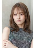 大人かわいい前髪セシルカットココアブラウンフリンジウェーブ