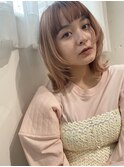マッシュボブ×ピンクベージュ