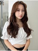 大人/小顔/レイヤーカット/シースルーバング/黒髪/ネビージュ