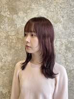 グレロ(G’RELO) ミディアムレイヤー/ウルフレイヤー/ワインレッド/髪質改善