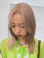 ニトバイアンキシム(nit by ahnkism)&nbsp;ボブミルクティーベージュブリーチダブルカラー堀江