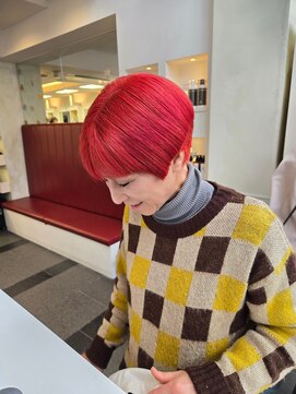 榮美容室 本店 ショートボブ/ダブルカラー/オレンジピンク