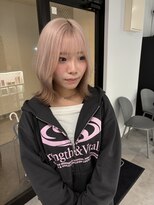 ナンバー 竪町(number+) ブリーチハイトーンピンクアッシュミニボブ×20代30代可愛い