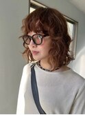 スパイラルパーマ ミディアムボブ レイヤースタイル