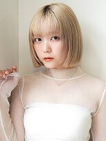 エステージ  喜連店(S-TAGE)&nbsp;切りっぱなしボブ×ストレート×ホワイトブロンド×ブリーチ