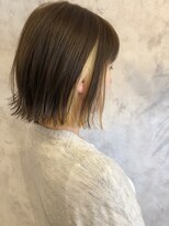 ヘアー リラクゼーション ドロップ 大森店(Hair relaxation drop)&nbsp;【インナーカラー】外ハネ切りっぱボブ/耳掛け/ペールイエロー