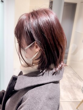 ラベスト キョウト(LOVEST) 愛されツヤ感外はねBOBとちょっとピンクなショコラアッシュ