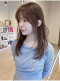 20代30代寒色系カラーシースルーバンク艶感ストレート透明感