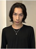 =メンズボブ/ダークアッシュ/ニュアンスパーマ／メンズウルフ