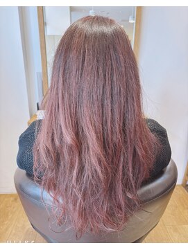 ボヌールヘアー(BONHEUR hair) 【ブリーチハイライト】やわらかピンク　ロングスタイル