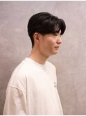 センターパート　メンズショート　ニュアンスパーマ
