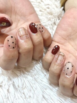 ラシェンテ 旧居留地(La Sente) 秋ネイル シースルーネイル