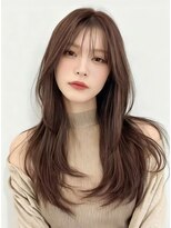 ミシェリー(misherry) シースルーハッシュロングレイヤー/ココアブラウン/顔周りカット