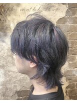 マギーヘア(magiy hair) [meyou] ネイビーブルー×ラベンダー マッシュウルフ