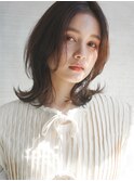 ミディアム黒髪グレーベージュアッシュブラウンレイヤーボブ4