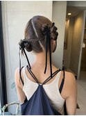 20代30代大人可愛い♪お呼ばれツインタイトお団子アレンジ