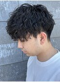 メンズマッシュツイストスパイラルパーマニュアンスパーマ眉毛