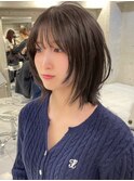 韓国ヘアーハッシュカットレイヤーカットグレージュブリーチ無し