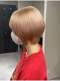 11763金髪マロンベージュブロンドニュアンスカラーベージュボブ