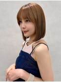 前下がりボブ×アッシュベージュ