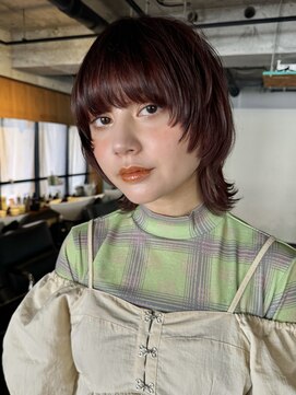 ノラジャーニー(NORA Journey) 【阿形】チェリーレッドワインレッドマッシュウルフショート