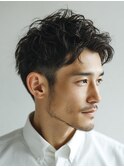 MEN’S HAIR/サーフカール/刈り上げセンターパート/川西池田