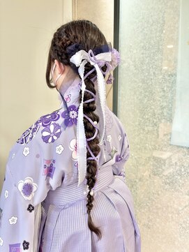 ネオンズ 南郷18丁目店(NEON´S) 袴ヘアアレンジ【編みおろしリボン】