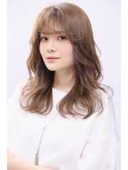 髪質改善/シースルーバング/こなれレイヤー/モカベージュ/ミナ