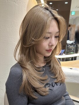 サイン 渋谷(SIGN) 韓国ヘアーハッシュカットレイヤーカットグレージュブリーチ無し