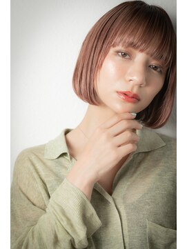 カバーヘア ブリス 上尾西口店(COVER HAIR bliss) 艶感ピンクベージュ美髪切りっぱなし小顔ボブv上尾20代30代40代