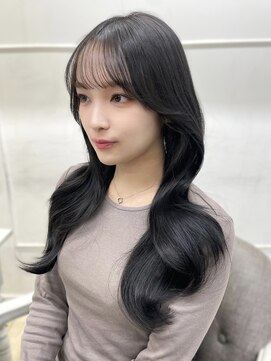 シーン(seen) 【ダークグレージュ】小顔前髪ワンカールくびレイヤーカット黒髪