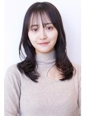 ミディアムレイヤー/20代30代大人かわいい/シースルーバング