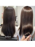 髪質改善カラー艶感チョコレートブラウンストレートロング