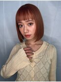 オン眉ペールオレンジ前下がりヘイリーボブp1上尾10代20代30代