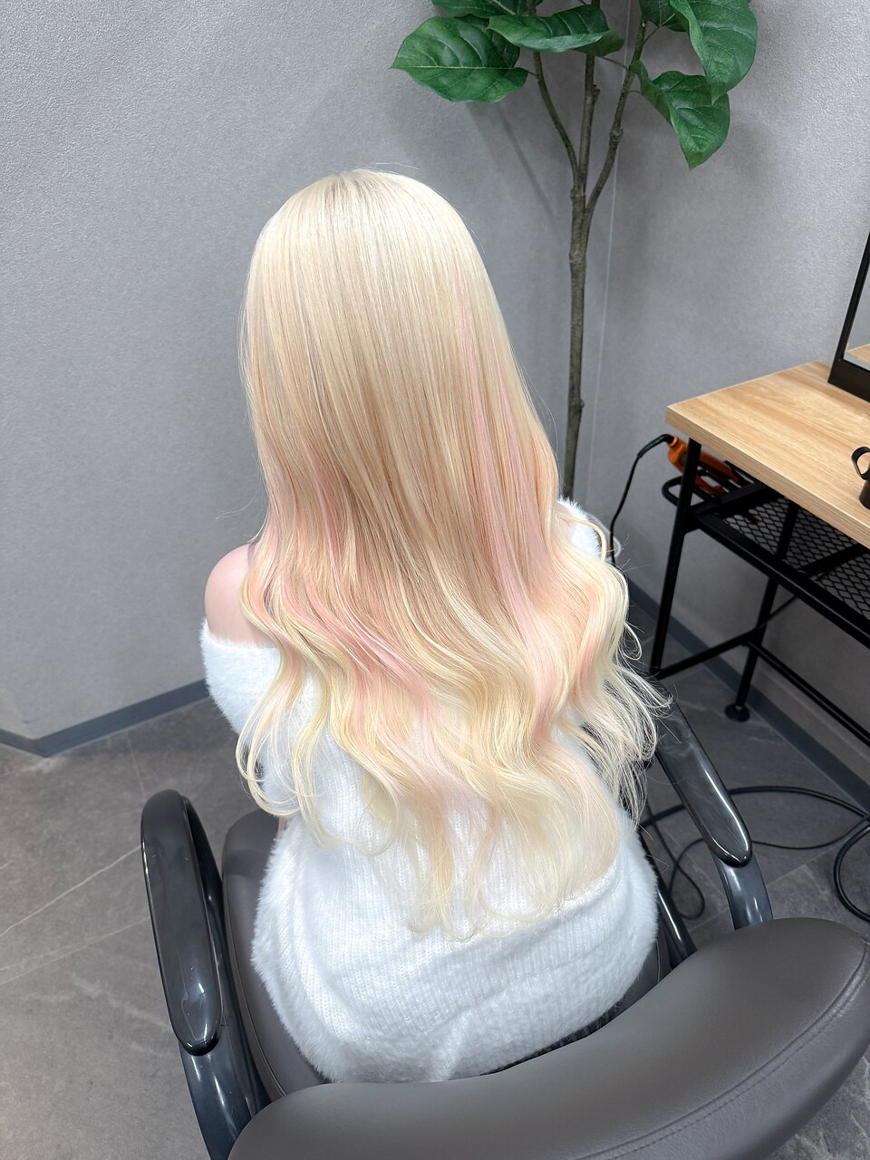ホワイトブロンド×シールエクステ90枚ピンクMIX：L263611777