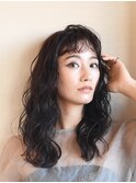 10代20代大人かわいい韓国風シースルーバング透明感ブルージュ