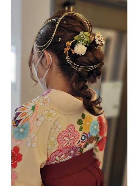 袴着物の編みおろしヘアーセット