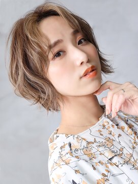 クラッチ 天王寺(CLUTCH) 大人可愛い小顔美髪ツヤ髪くすみブラウンセンター分けボブAA2