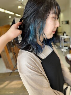 アイズ 東海大前(AIZU) インナーターコイズブルー/ダブルカラーヘアカラーハイトーン