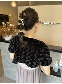 編みおろしポニーテールヘアアレンジヘアセット成人式結婚式ヘア